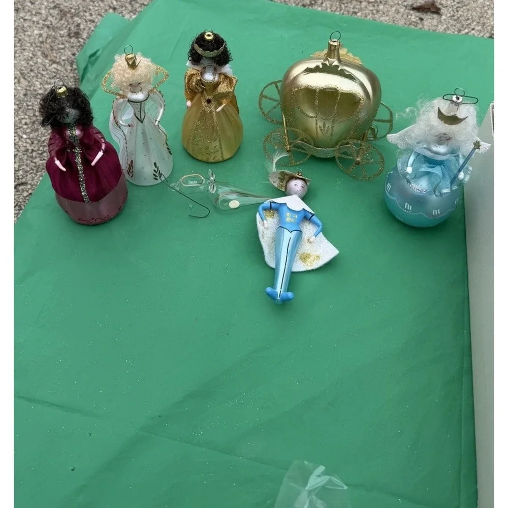 De Carlini Rare Italian Glass Christmas Ornament Set 7 Pc‎ w/ Box